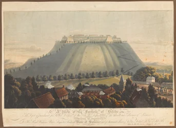 ビッチェの要塞の眺め。 1799年のイギリスの捕虜のための刑務所