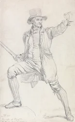 ウォードの絵画 "鹿泥棒 "の中心人物の習作