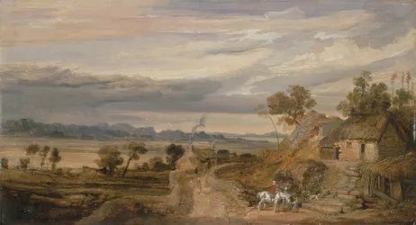 コテージのある風景、c.1802-07（パネルに油彩）