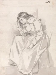 座る女性の習作