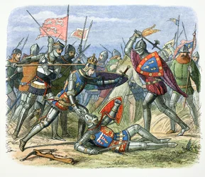 アジャンクールの戦いでアランソン公に攻撃されたイングランドのヘンリー 5 世、1415 年、1864 年