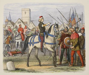 リチャード、「農民の反乱」で反乱軍の指揮を執る（「A Chronicle of England BC 55 to AD 1485」より）。ロンドン