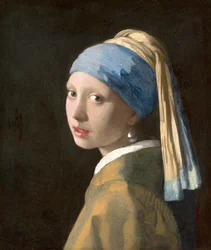 真珠のイヤリングを持つ少女、c.1665-6（帆布に油彩）