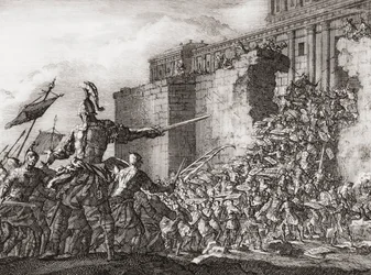 紀元前63年、エルサレムの神殿を攻撃するポンペイ（印刷物）