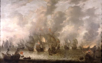 シェーヴェニンゲンの戦い、1653年7月31日、1654年頃（油彩・カンヴァス）