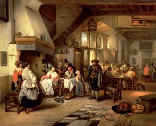 盲目のバイオリン弾きがいる酒場の室内、1844年