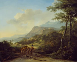 旅人のいるイタリアの風景