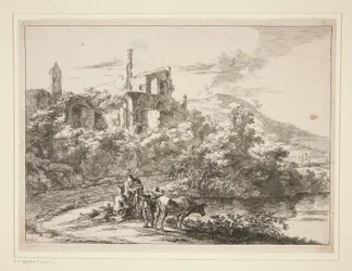 川の近くの 2 頭の牛。 チボリ