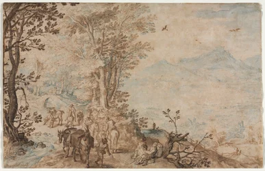 旅行者のいる風景、1605年。