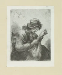 Vrouw は naald を draad にします。 The Compleat Work of Etchings by John Chalon / Oeuvre Complette des Eaux Fortes par Jean Chalon (シリーズ名)