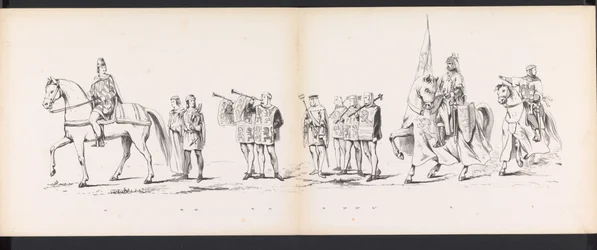 ライデン学生のマスカレード、1865年（プレート6） 1865 年 6 月 6 日にライデン学生団のメンバーが開催した衣装を着た行進。