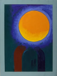 月の下の2匹のジャコウネズミ、2008年（キャンバスに油彩）