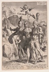 ヘラクレスとスキピオを徳の道へと導くミネルヴァとキューピッド