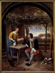 旅人の休息」 ヤン・ステーン（1626-1679）の絵