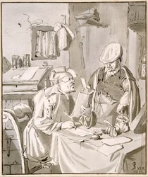オフィスでお金について話し合う2人の男性、1672年、Cornelis Ploos van Amstel（1726-98）またはChristian Josi（c.1765-1828）によってコピー