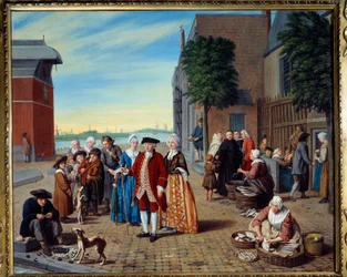 オランダの魚と貴族の散歩道 ヤン・ヨーゼフ・ホレマンス・ザ・ジューン（1714-1790）の絵画（ec.flam） 1771年 リヨン、ボザール美術館