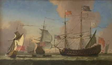 さわやかな風の海でイギリスの軍艦
