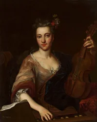ヴィオラ・ダモーレを持つ女性の肖像（マリア・ヘレナ・サビーナ・イムホフ？）