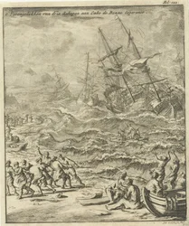 喜望峰の難破船、1693 年 カボ・デ・ボンヌ・エスペランスでの 3 隻の船の墜落 (オブジェクトのタイトル)