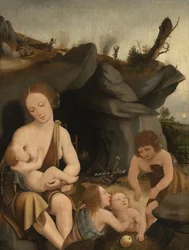 イブと4人の子供、1520年頃