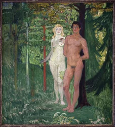 アダムとイヴヤン・プライスラー（1872-1918）による絵画、油彩、キャンバス
