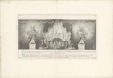 ウィレム 4 世公のベッドのある部屋の裏側、1751 年 Fond de la sale dessiné Geometriquement (...) / Meetkonstige Hr. ドラージュ・ロイト。 Col: Ingen.r および Intendant