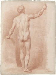 後ろから見た立っている男性ヌード