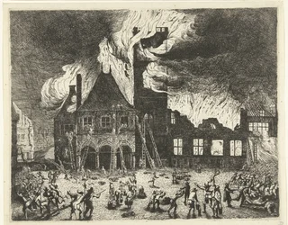 アムステルダム旧市庁舎の火事、1652 年 1652 年 7 月 7 日に旧スタダイスからアムステルダムまでの画像が焼失