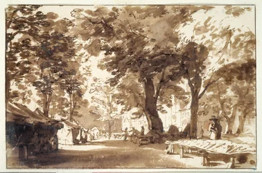 The Vigorbros an de platz on the haynus (chalk, pen & ink with wash on paper)