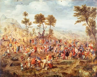 Cristo entrando em Jerusalém por Jan van Amstel (por volta de 1500-1542), técnica mista sobre madeira, por volta de 1540