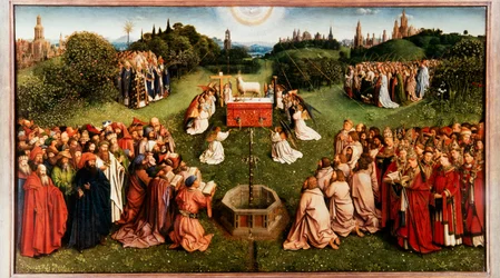 ゲントの祭壇画。 神秘の子羊の礼拝、1432 年。