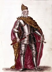 ドージェ・セバスティアーノ・ヴェニエ（1577 - 1578年）。ヤン・ファン・グレーベンブローク（またはジョヴァンニ・グレーベンブローク（グレーベンブローク））（1731-1807）の写本「ヴェニチアンの風俗」から水彩画とインクで描いたもの。