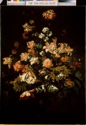 花（花）。 花束の静物。 Jan van Huysum (1682-1749) の絵画