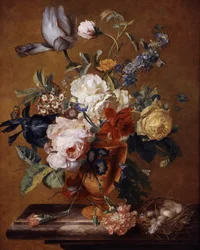 花瓶の中の花。ヤン・ファン・ホイスム（1682-1749）作 個人蔵