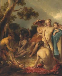 ドイツ語：Satyr und Nymphen (das Bad der Diana) ニンフとサテュロス