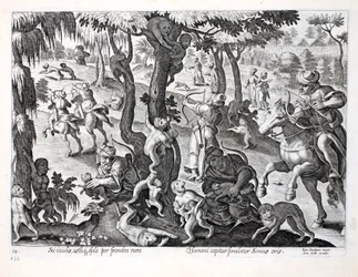 Jan Collaert（1566-1628）によって刻まれた &39;Venationes、Ferarum、Avium、Piscium&39;（Of Hunting：Wild Beasts、Birds、Fish）からのイラスト。 Phillipus Gallaeus、Am