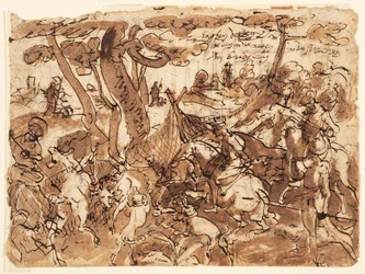 網を使った鹿狩り