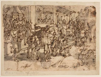 あぶみの発明、「Staphae, sive stapedes」のデザイン、pl. Nova Reperta (現代の新しい発明) 版画シリーズの 9 点