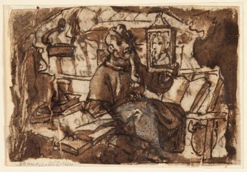 スケッチブックのページ。 修道士の書斎