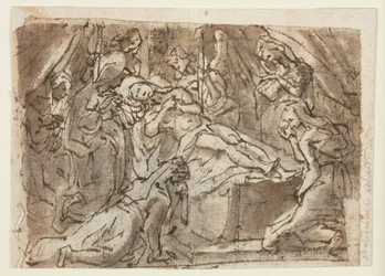 Recto: 死んだキリストへの嘆き。 ヴァーソ: ゼウクシスの絵画トロイのヘレネー
