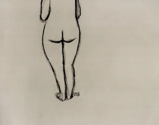 背を向ける女性像 2025年頃 木炭・紙