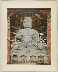 奈良県の大仏（手彩色のモノクロ写真