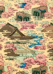 住宅のある抽象的な風景