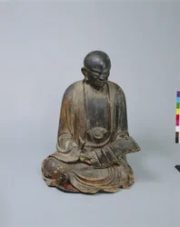 羅漢（聖人）：五百羅漢から3つ、c.1687-95（木、乾いた漆、金、色付き（後で適用））