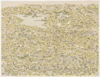 江戸から京都までの木曽街道の鳥瞰図、1819年