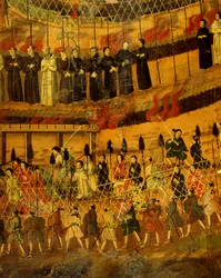 1622年の日本でのイエズス会殉教の詳細（紙に水彩）