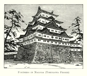 徳川時代の名護屋城（リトグラフ