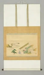 風景の中の家 18世紀初頭 紙にインクとカラーで描かれている