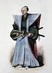 武器と礼服を身につけた日本の貴族、1860年（万延元年）（エングレーヴィング