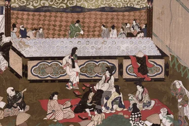 京都のフェアでの歌舞伎劇場、「国華」の17番目の絵の後のイラスト、1924年11月（カラーリソ）